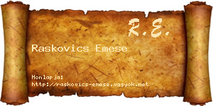 Raskovics Emese névjegykártya